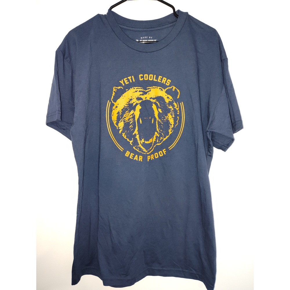 Yeti Coolers Bear Proof Graphic T-Shirt Mens Large Navy Blue Cotton Short Sleeve